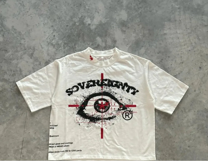 Sadcore Tribal flame – American Gothic Trend Big Eyes Cartoon Print Oversized T Shi
