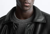 American high street PU imitation leather lapel cotton jacket autumn warm jacket men