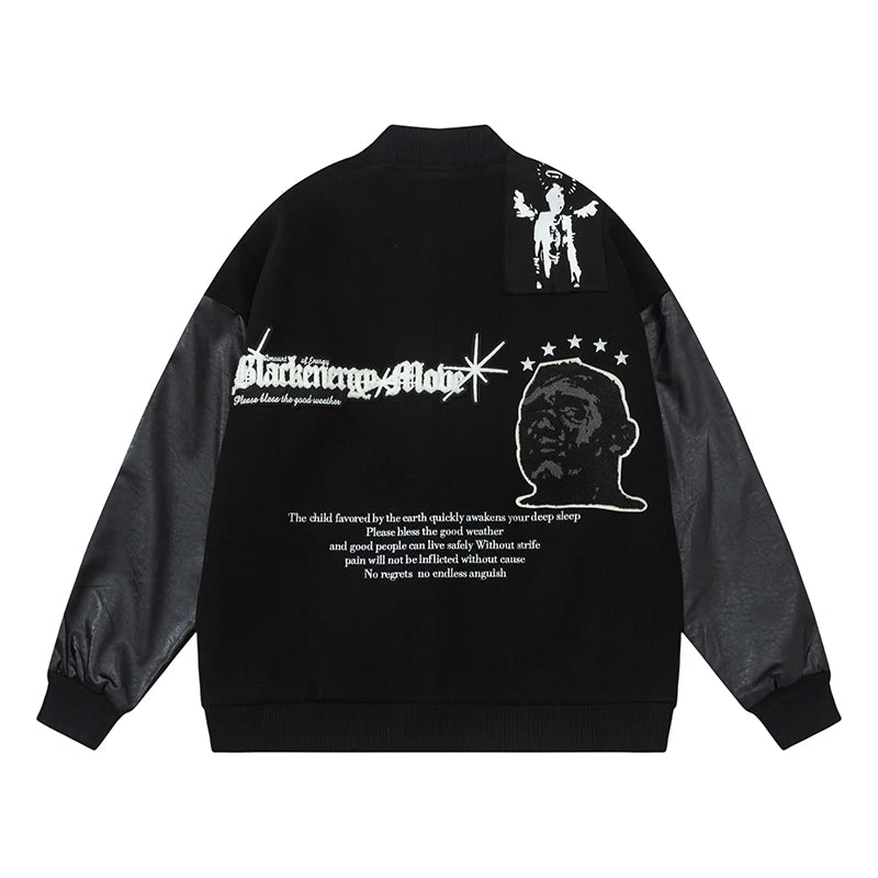 men streetwear jacket patchwork baseball bomber jackets coats hip hop harajuku motorcycle oversized outerwear nan fashion pho - variant style 2406e4 for streetwear fashion