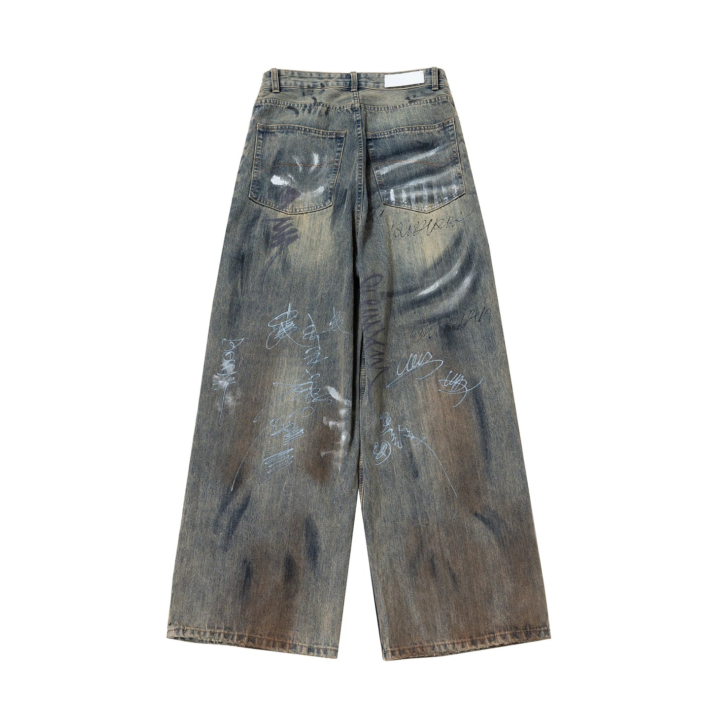 graffiti handdrawn damaged wash baggy jeans for men and women straight streetwear y2k denim trousers pantalones hombre cargos 1 unique cargo style 100