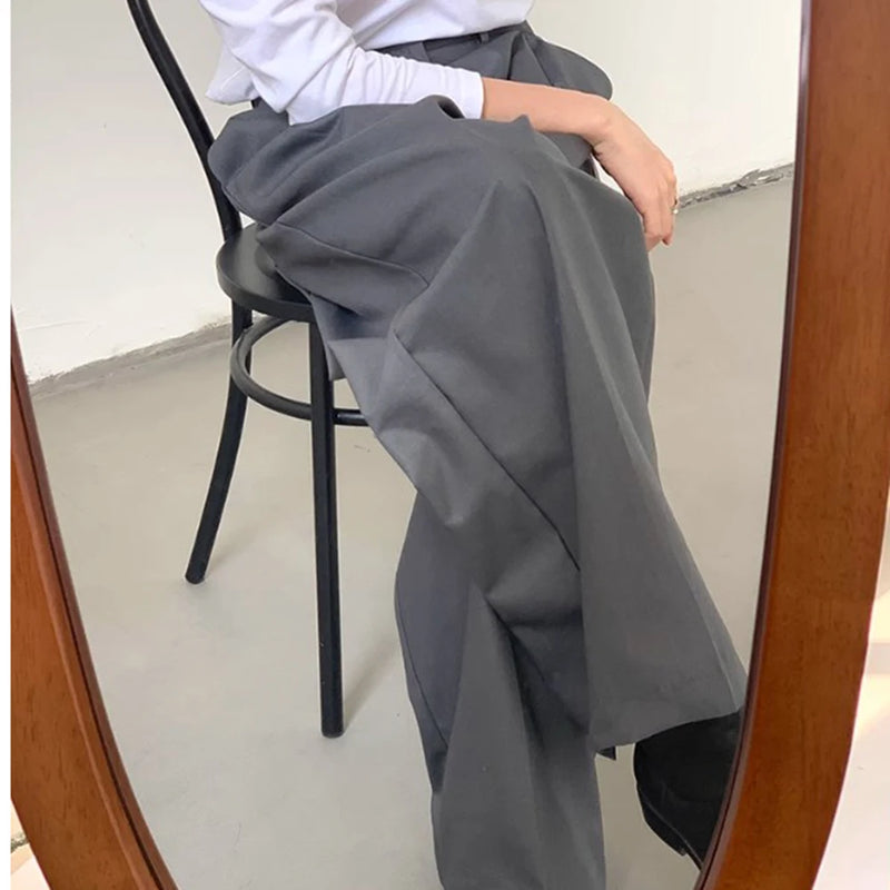 mens straight tube ice silk pants casual slacks youth thin wide leg pants business summer pants soft vintage trousers unique default style 991