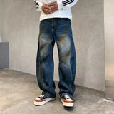 autumn hip hop graffiti painted baggy jeans mens y2l streetwear wide leg denim pants punk fashion distressed gradient jean ripped baggy denim