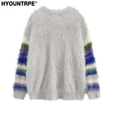 loose fit o-neck sweater, daily wear knit, cozy fashion fit, stylish street outfit, modern aesthetic appeal
