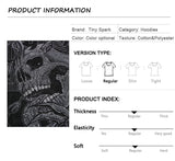Hip Hop Streetwear Hoodie Sweatshirt Washed Vintage Devil Skull Skelet