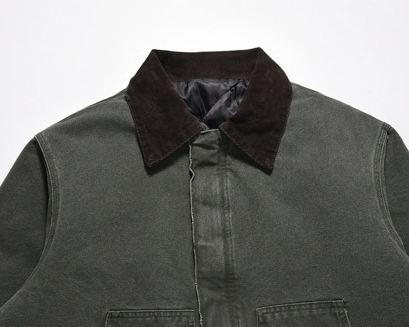 Zip-up hooded quilted urban parka windbreaker