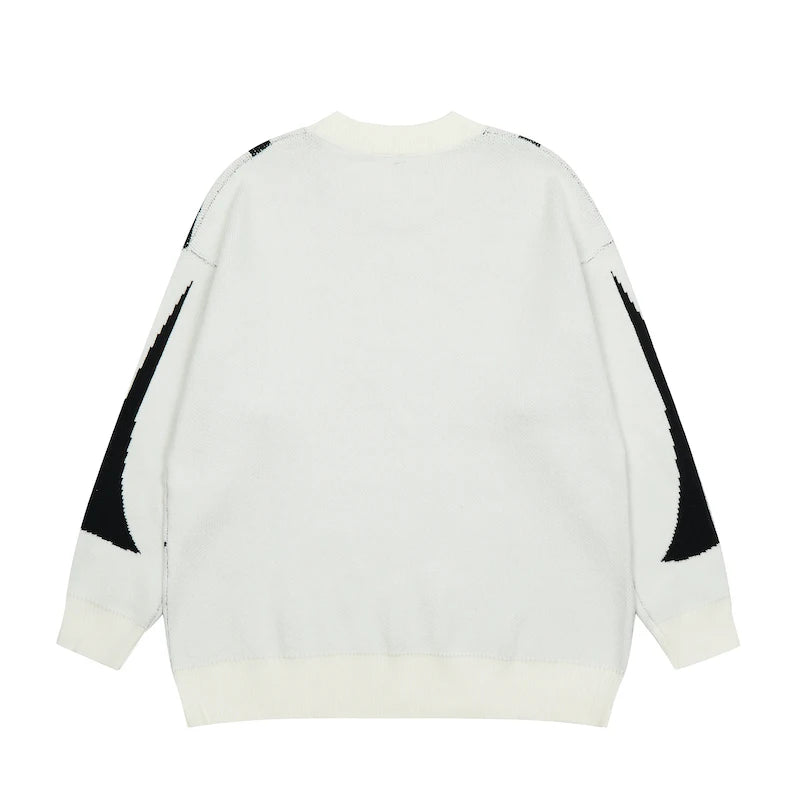 mens streetwear sweater hip hop letter geometry knitted sweater pullover new casual autumn o neck cotton sweater unisex jumpers - vintage look oversized hoodie, Y2K grunge street style, unisex casual winter pullover