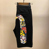 Harajuku Y2K Men's Gym Shorts Evisued Shorts Casual Japanese Fashion Brand M Printed Wide Leg Shorts Summer Men Clothing