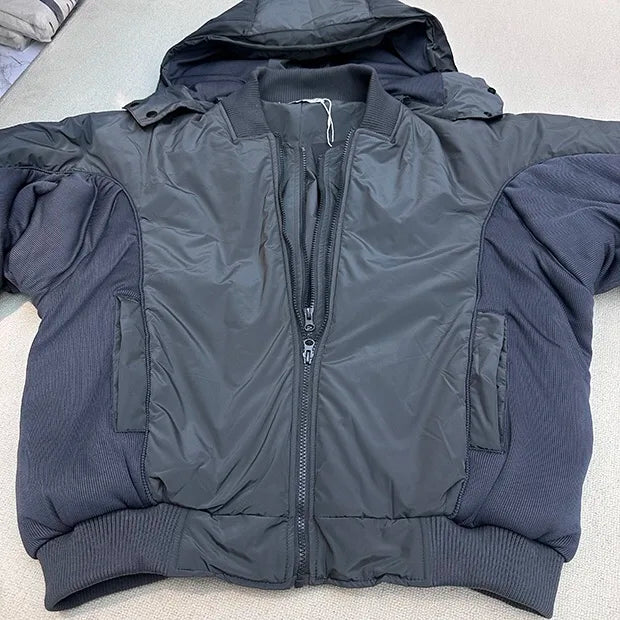 Double zippered hooded down jacket