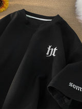 Glitchcore Aesthetic drop – 2024 Summer Letter Embroidered Waffle T Shirt Mens Y2K Vinta