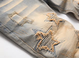 star splicing men jeans vintage blue straight denim pants y2k streetwear man fashion jeans trousers unique jeans style 4612