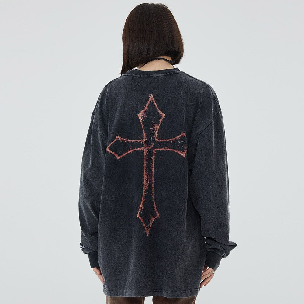 "Simple Cross" Unisex Men Women Streetwear Graphic Sweatshirt Daulet Apparel