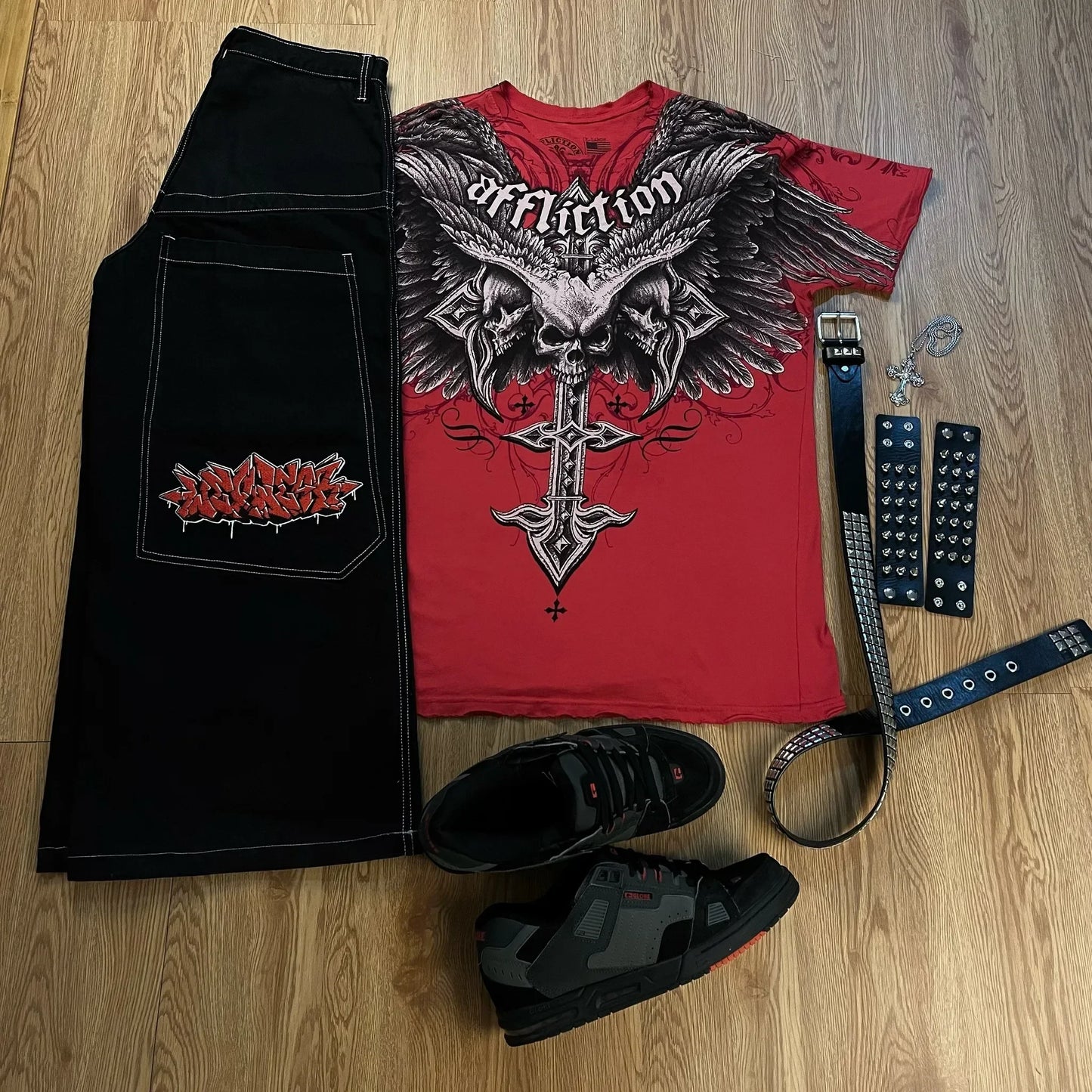 harajuku tapout and wexwear suit graphic embroidered jeans black skateboard pants y2k jeans tracksuit t shirt for men streetwear 1 urban skinny jeans