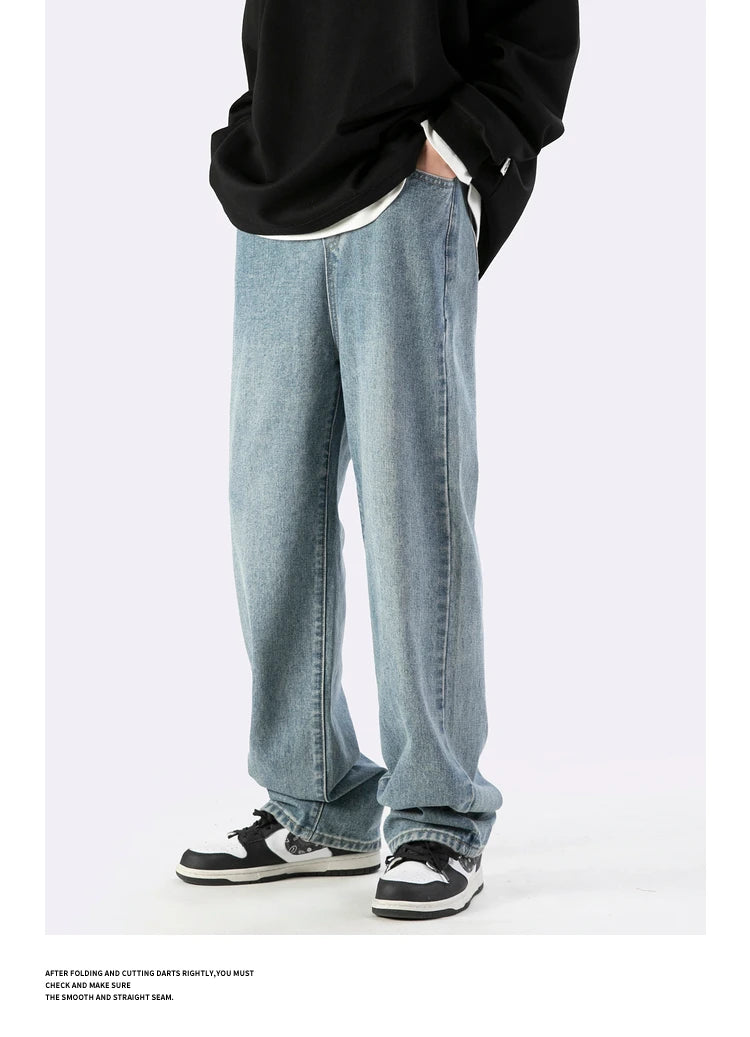 fashion loose streetwear denim basic pants unisex casual zipper jean pant hip hop trousers joggers men straight jeans traf homme unique joggers style 2407