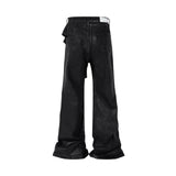 y2k streetwear wax leather strecth jeans for men and women ropa hombre baggy flare pants oversized straight denim trousers denim street jeans