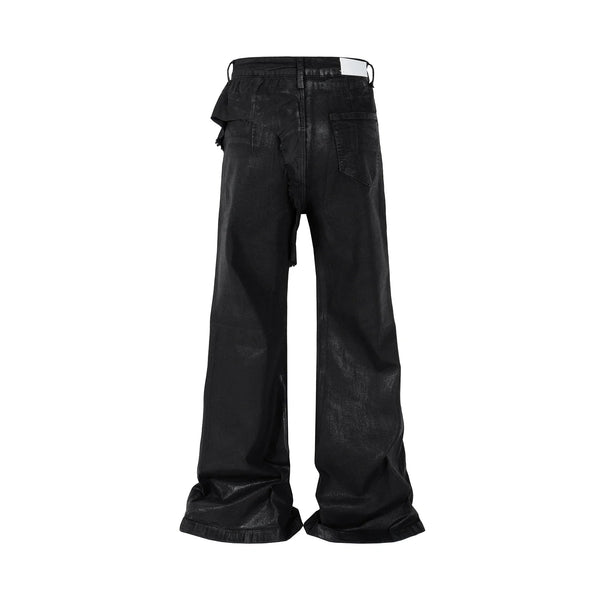 y2k streetwear wax leather strecth jeans for men and women ropa hombre baggy flare pants oversized straight denim trousers denim street jeans