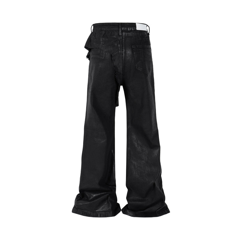 y2k streetwear wax leather strecth jeans for men and women ropa hombre baggy flare pants oversized straight denim trousers unique jeans style 4261