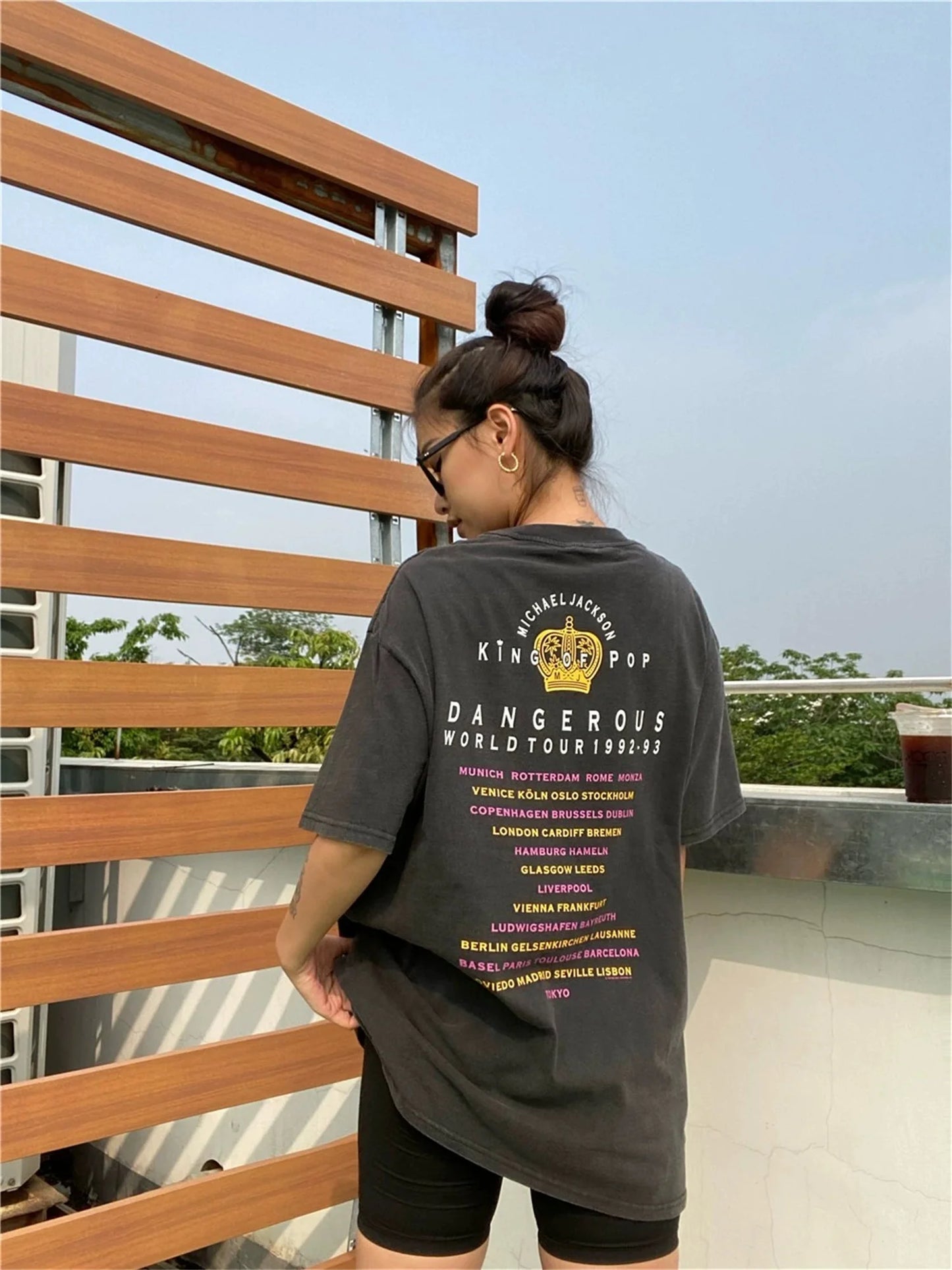 skatercore streetwear top featuring vintage retro style old school mjs eye printing high street t shirt tops