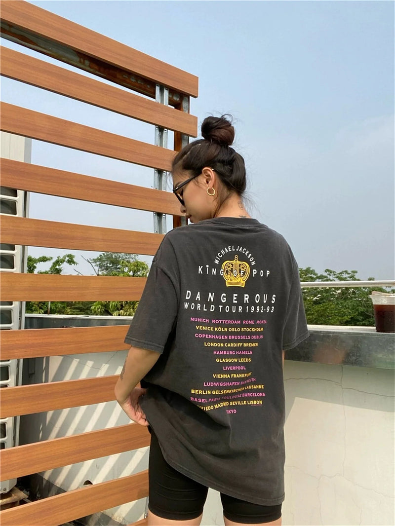 skatercore streetwear top featuring vintage retro style old school mjs eye printing high street t shirt tops