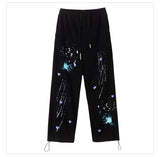 rainbowtouches 2022 unisex pants splash ink print high street drawstring loose casual pants mens straight fashion women pants unique default style 2694