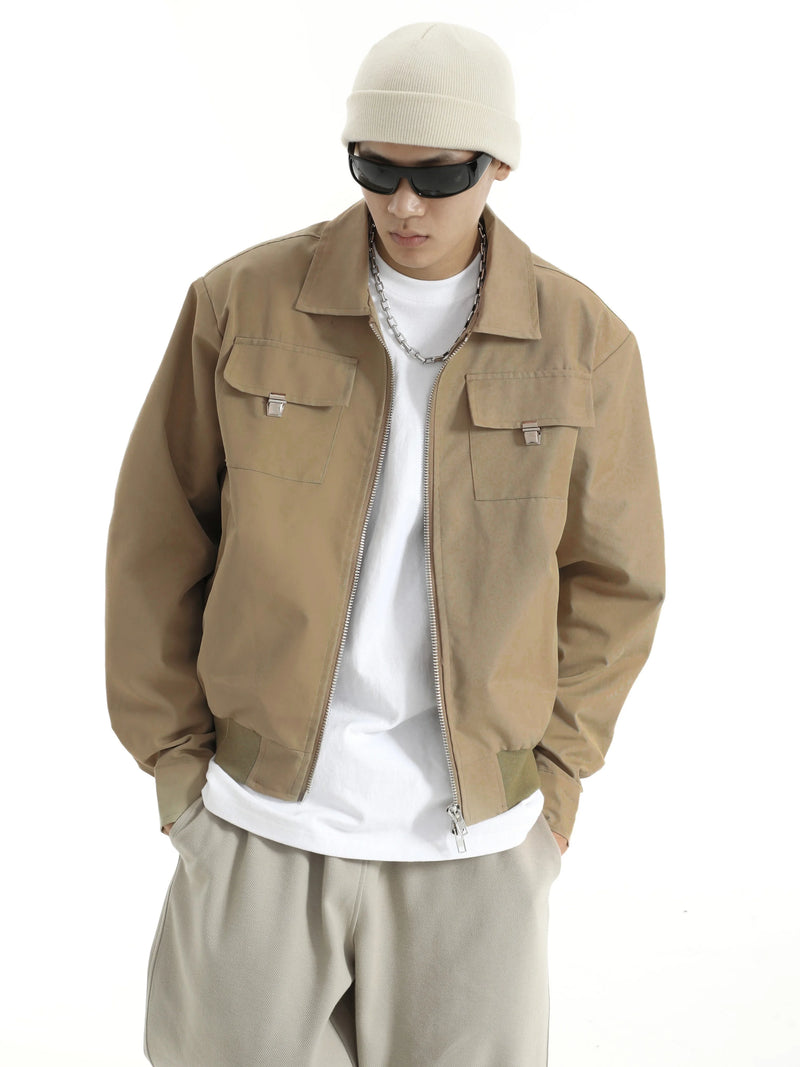 mens soild color jacket and coat casual zipper bomber jackets with pocket high street cargo outerwear short homme men clothin - variant style 87c4a5 for streetwear fashion