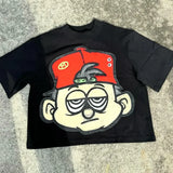 Sadcore Melting smiley – Spring And Autumn New Smile Pattern Printed Oversized T Shir