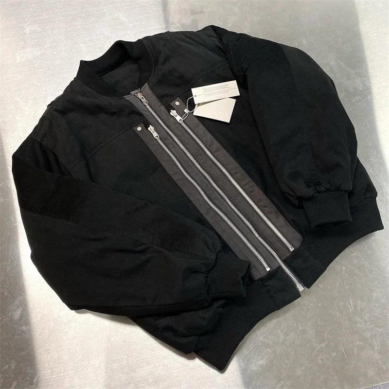 undermycar 2023 deconstructed multi zipper autumn winter flight jacket black streetwear fashion photo stylish outerwear men u - variant style 646c2c for streetwear fashion
