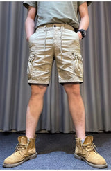 Men Trend Cargo Shorts Cotton High Quality Hot Sale Hip Hop Punk Wash Military Multi-pocket Casual Male's Outdoor Straight Short
