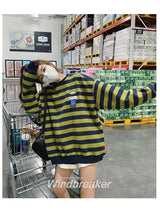 Original Korean New Style Loose Striped Sweatshirt American Harajuku C