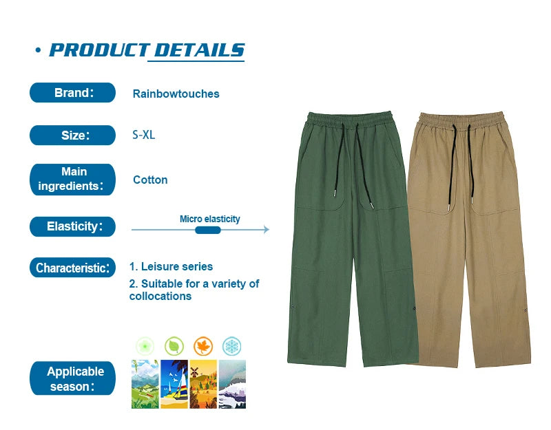 rainbowtouches new 2022 brand mens casual pants high street green pants loose straight men concise fashion mens trousers unisex unique default style 3030