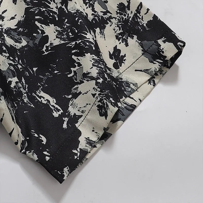 Men's Shirts Harajuku Cool Handsome High Street Masculinas Hawaiian Stylish Loose Half Sleeve Shirt Dark Wind Versatile Tops