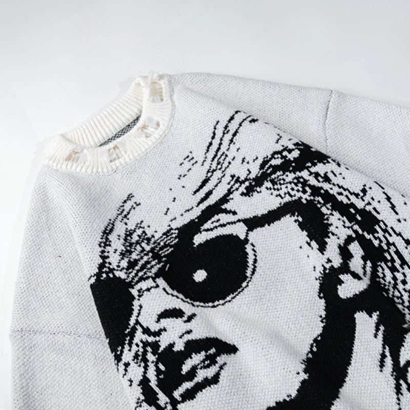 hip hop knitted oversized sweater men autumn winter o neck long sleeve pullover streetwear casual loose sweaters jumper knitwear - high quality cotton hoodie, oversized streetwear hoodie, vintage look oversized hoodie
