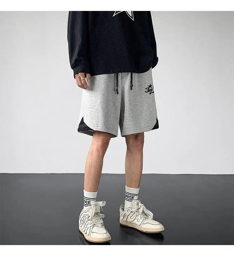 Korean fake two-piece sports basketball shorts men summer American fashion