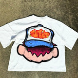 Sadcore Melting smiley – Spring And Autumn New Smile Pattern Printed Oversized T Shir