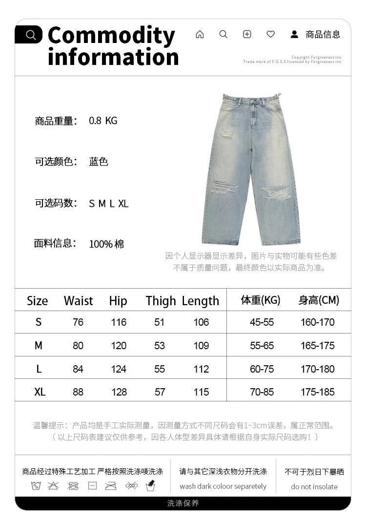 Straight Jeans with torn knees