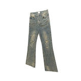 mens vintage ripped jeans distressed hole blue flared jeans trousers luxury designer male denim pants unique jeans style 1630