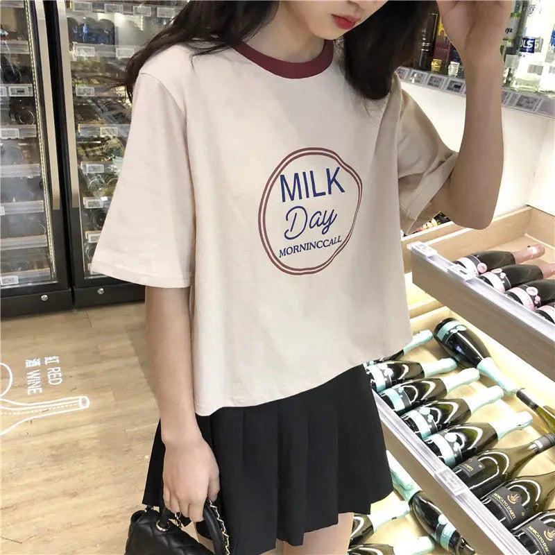 Y2k Tribal flame – Short Short Sleeved T Shirt For Female Students New Korean S