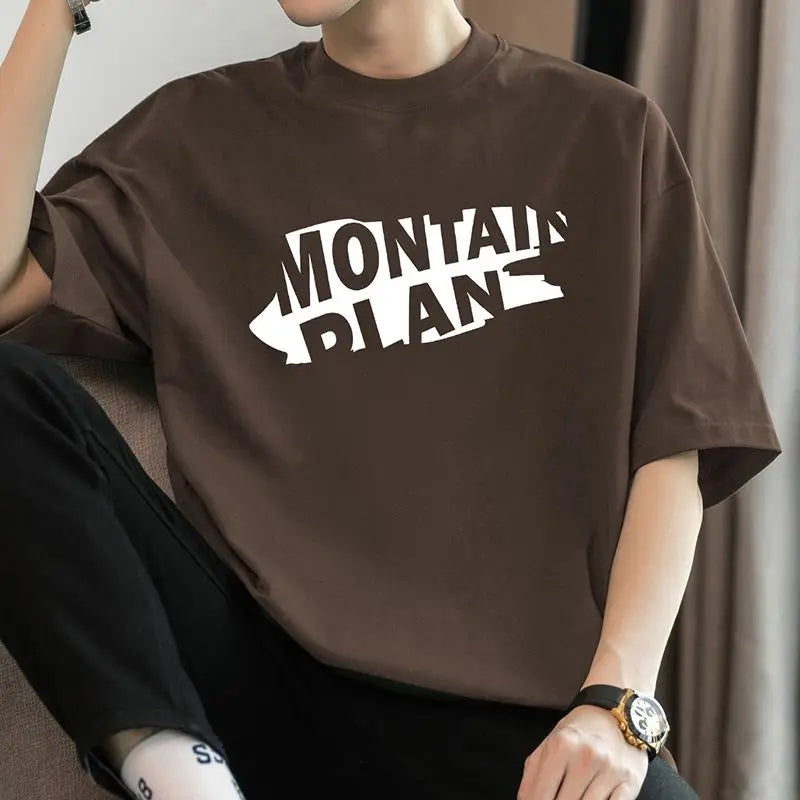 Y2k Anime panel – Heavy Cotton Clothes For Boys Short Sleeved Cotton Loose Clo