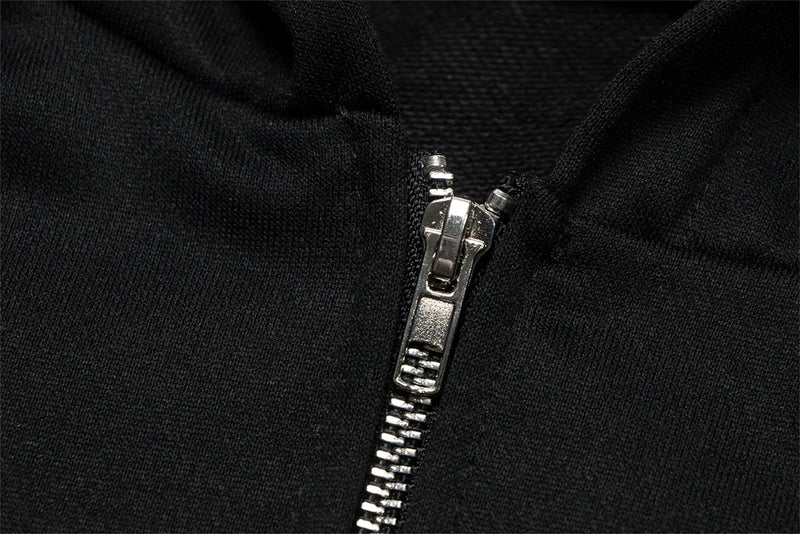 24ss RR123 Brand Fashion Letter Print Black Cotton Cardigan Hooded Sweatshirt High-Street Casual Zipper Hoodie For Winter
