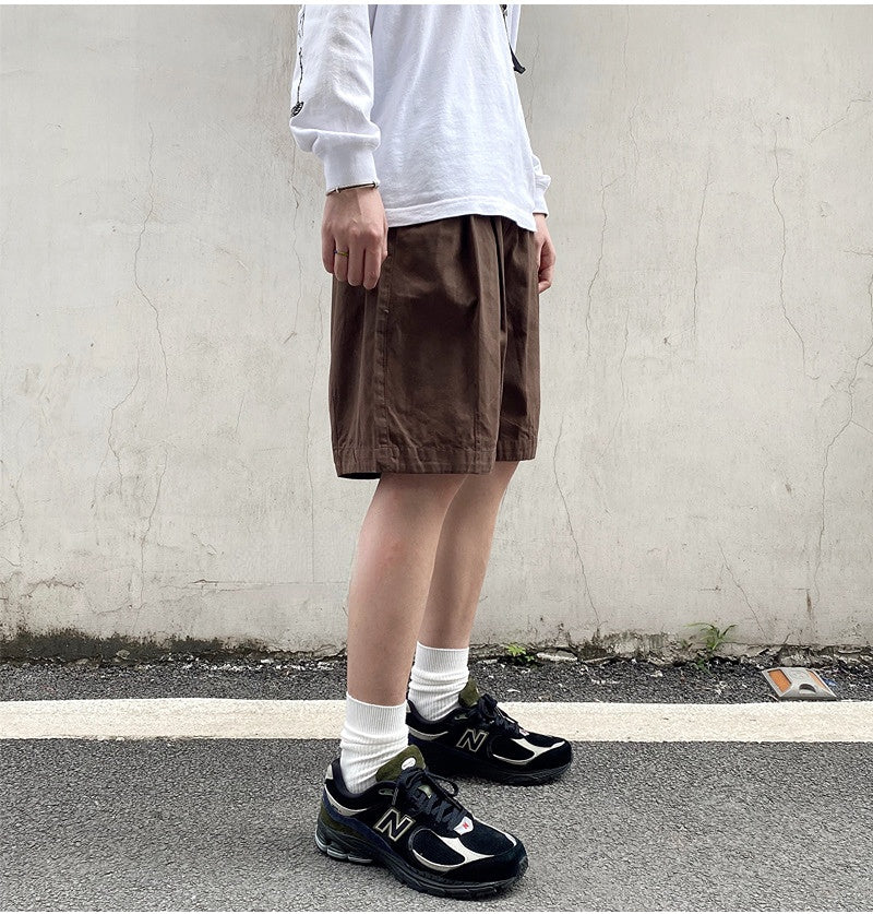 2023 Summer Retro Casual Overalls Japanese Loose All-match Casual Shorts Men Boutique Clothing Clothes for Teenagers SimpleStyle