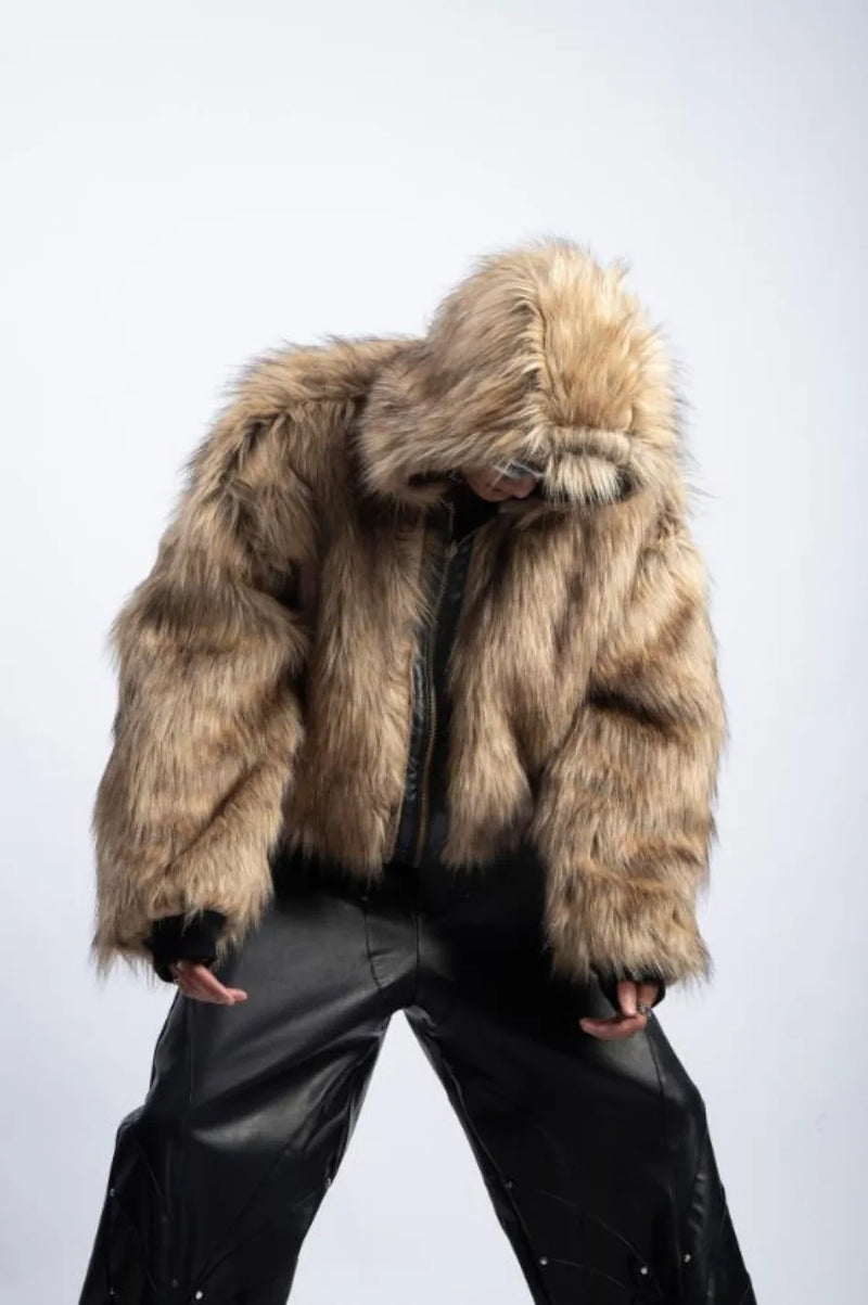 Integrated Fur Leather Men Cotton Jackets Thickened American High Street Motorcycle PU Leather Parkas Winter Couple Punk Outwear
