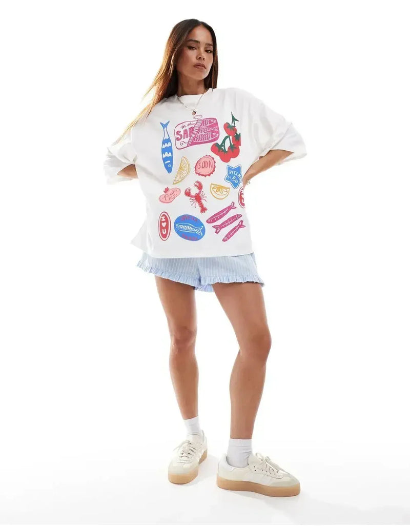 Vaporwave Static Tee – Emoji Field Graphic with Glitch Font