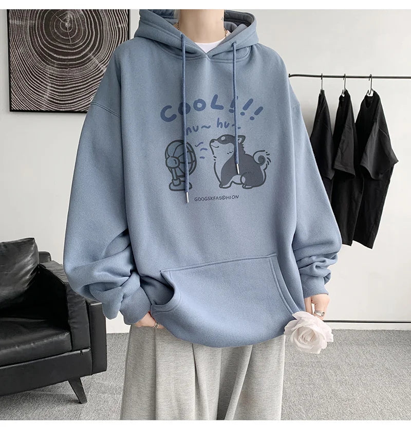 Cool Cartoon Cat Graphic Print Hoodies For Men Y2K Streetwear Clothes