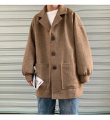 Men Trench Coat Men Mid-length 2023 New Autumn and Winter Corduroy Coat Coat Wool Design Korean Style Men Winter Coat