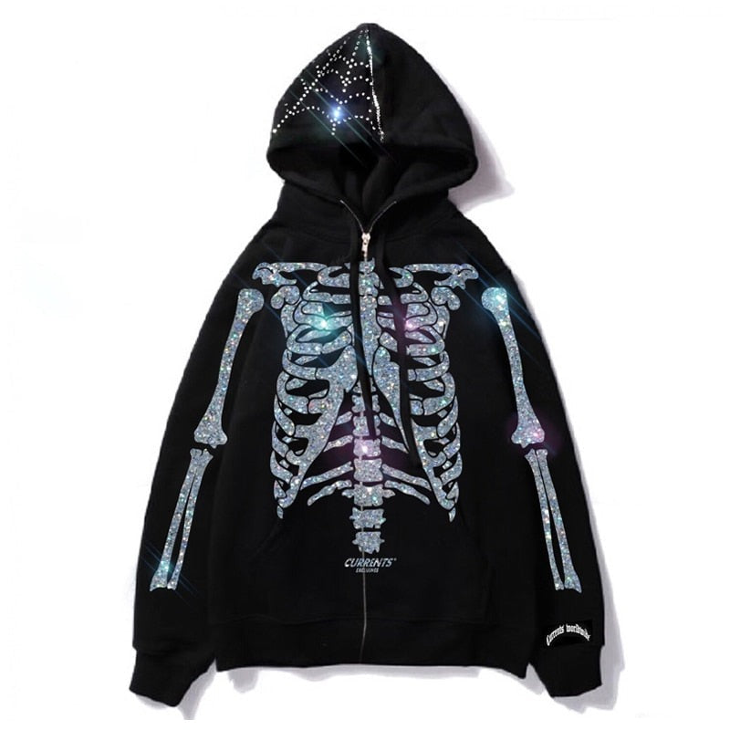 "Rhinestones" Graphic Unisex Streetwear Vintage Women Men Y2K Hoodie