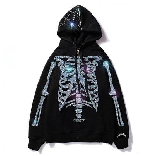 "Rhinestones" Graphic Unisex Streetwear Vintage Women Men Y2K Hoodie
