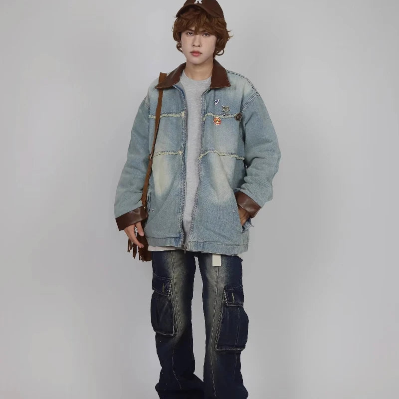 grunge street bomber, modern fit for men, oversized fit
