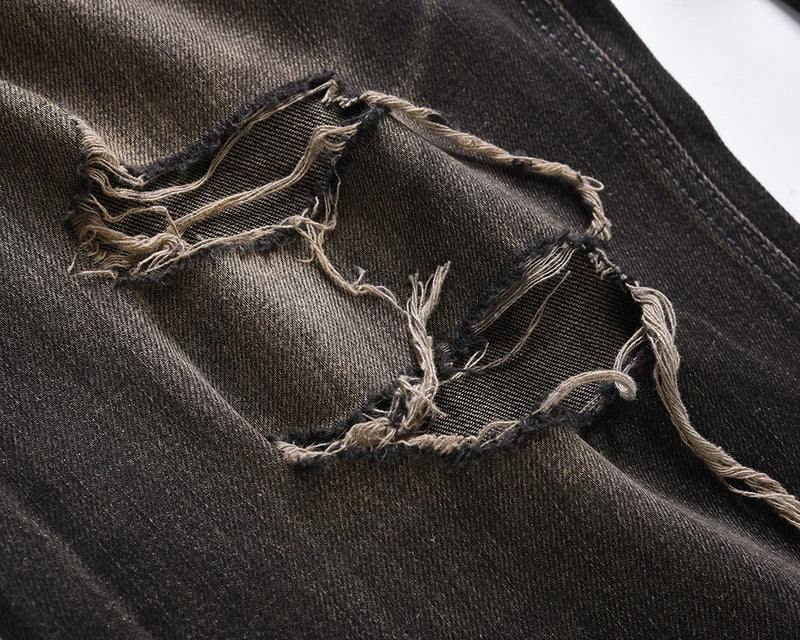 streetwear frayed hole distreesed ripped baggy jeans for men and women pantalones hombre y2k casual denim trousers oversized unique jeans style 5921