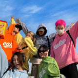 2024 New American Retro Ins Velvet Printed Hooded Sweatshirt Winter Warm Men and Women Personalized Y2K Street Hoodie Top