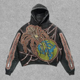 Harajuku Oversized Gothic Dragon Print Hoodies Women Hoodie Streetwear