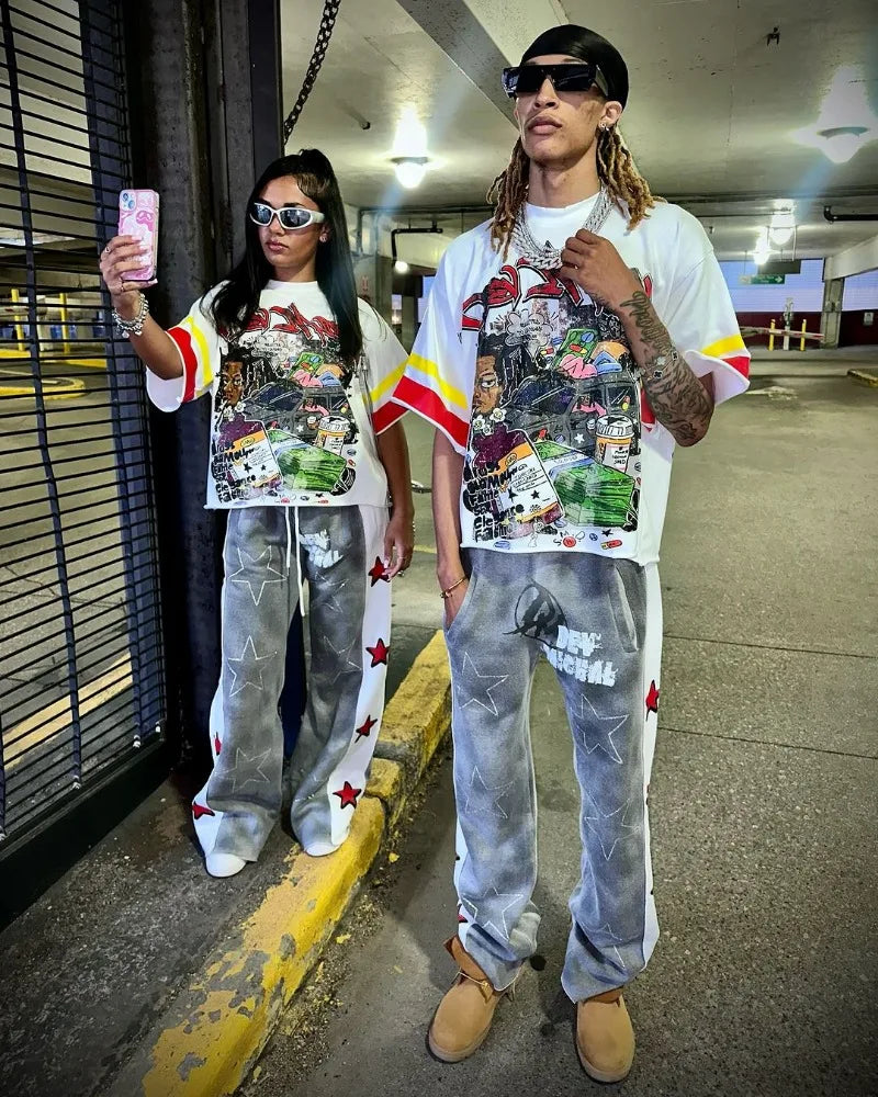 Skatercore Graphic tee – High Street Trendy Brand Pure Cotton Anime Print Oversized S